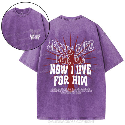 Jesus Died For Me Now I Live For Him Christian Washed T-Shirt