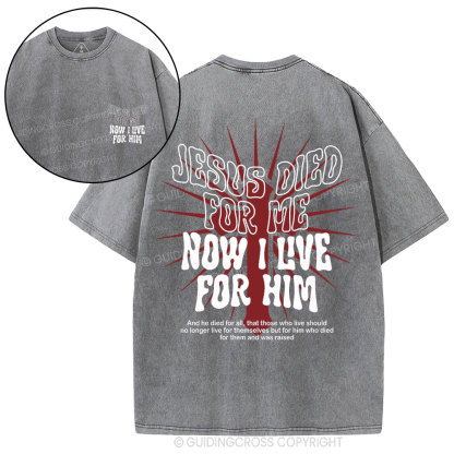 Jesus Died For Me Now I Live For Him Christian Washed T-Shirt