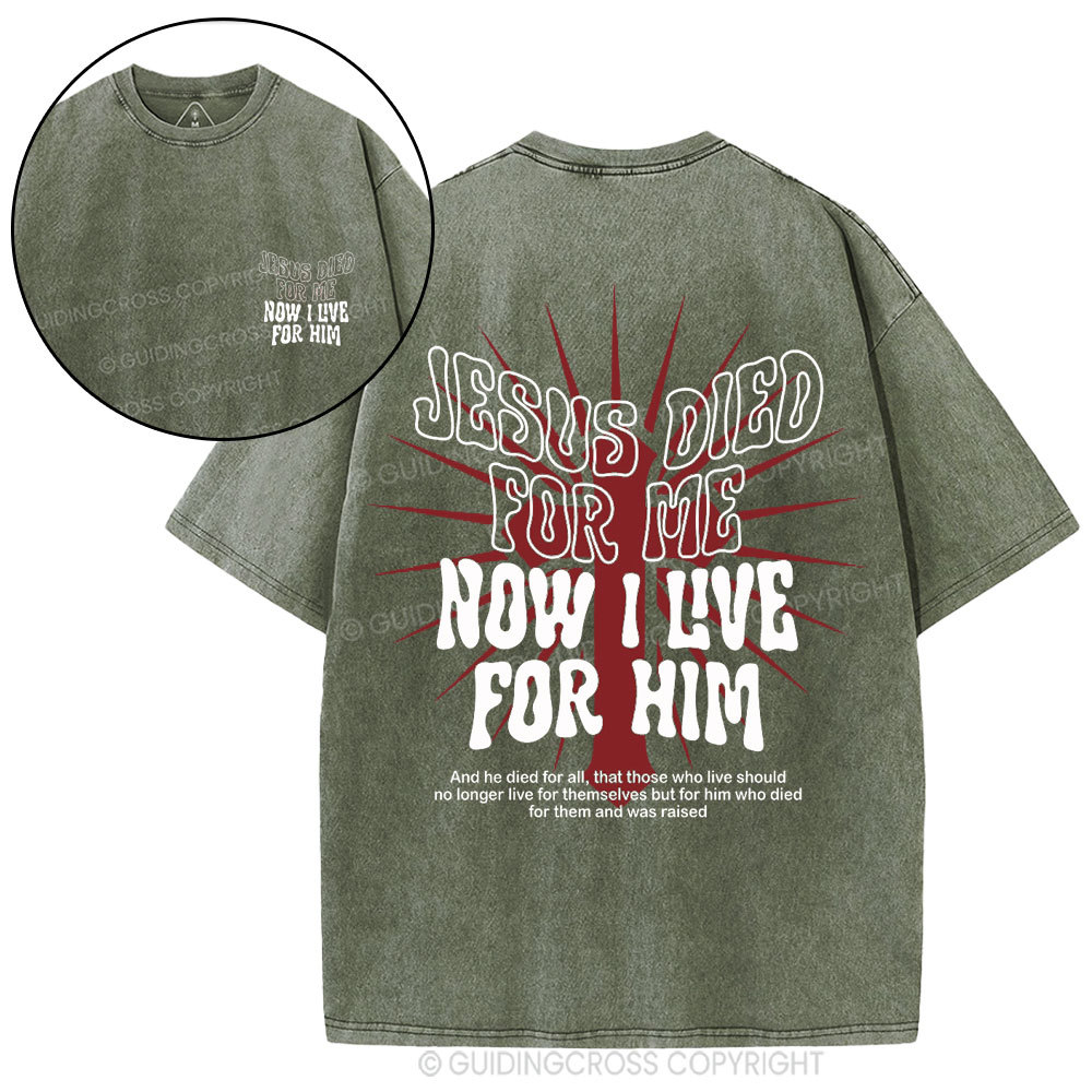 Jesus Died For Me Now I Live For Him Christian Washed T-Shirt