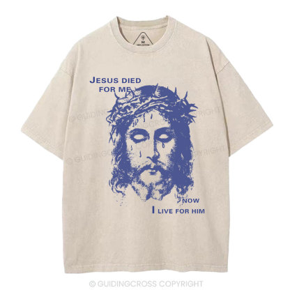 Jesus Died For Me Now I Live For Him Christian Washed T-Shirt
