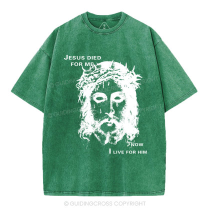 Jesus Died For Me Now I Live For Him Christian Washed T-Shirt