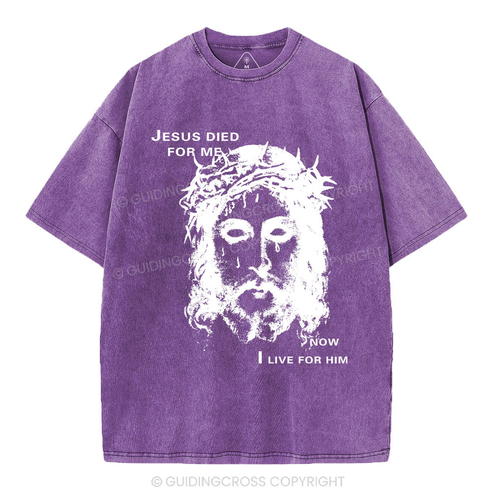 Jesus Died For Me Now I Live For Him Christian Washed T-Shirt
