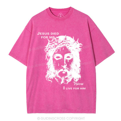 Jesus Died For Me Now I Live For Him Christian Washed T-Shirt