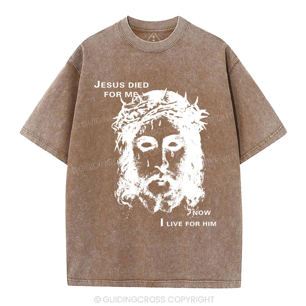 Jesus Died For Me Now I Live For Him Christian Washed T-Shirt