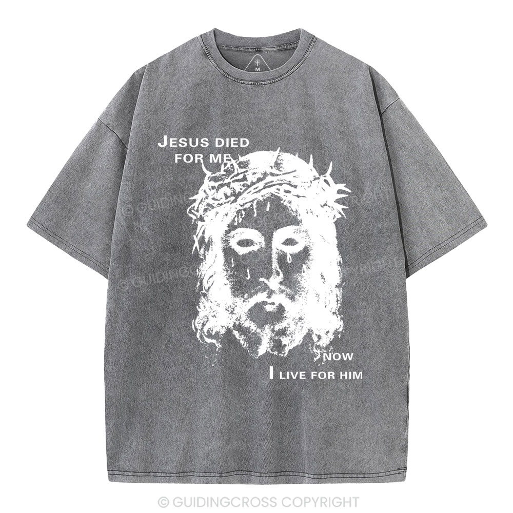 Jesus Died For Me Now I Live For Him Christian Washed T-Shirt