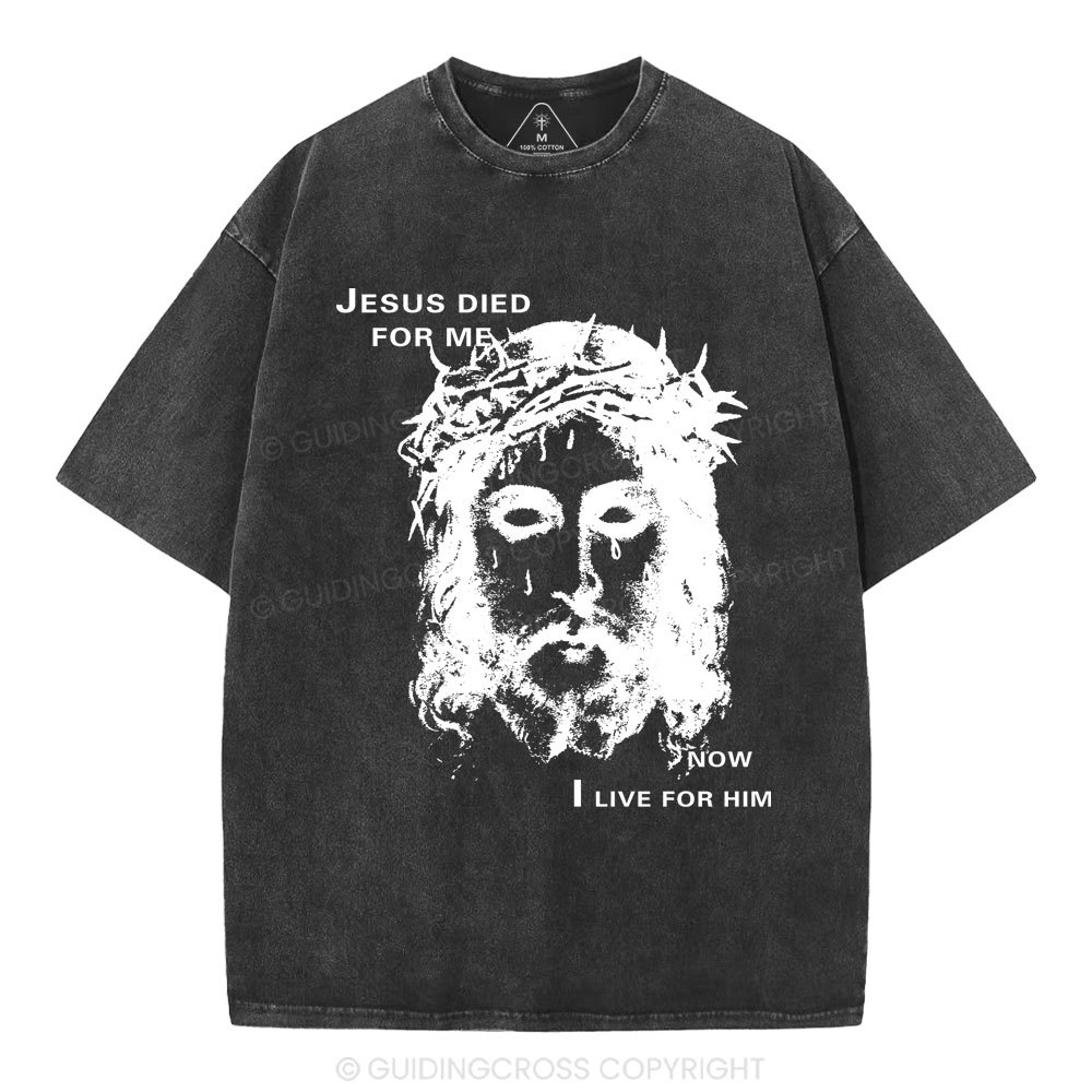 Jesus Died For Me Now I Live For Him Christian Washed T-Shirt
