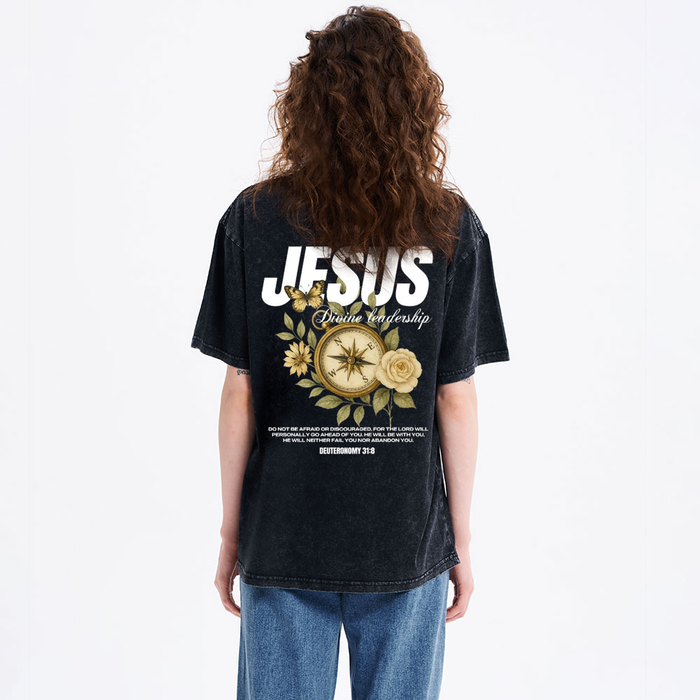 Jesus Divine Leadership Washed T-Shirt