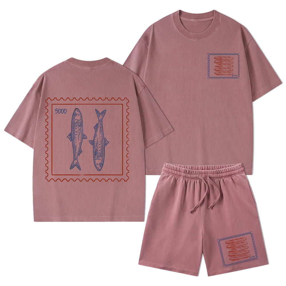 Jesus Feeds Christian Washed T-Shirt & Shorts