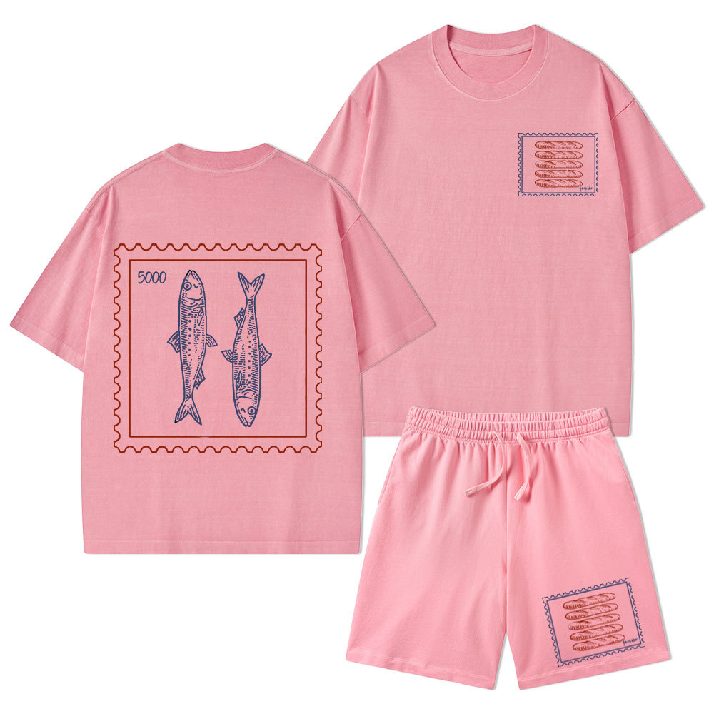 Jesus Feeds Christian Washed T-Shirt & Shorts