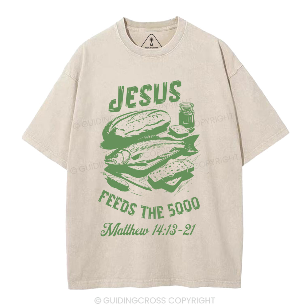 Jesus Feeds The 5000 Christian Washed T-Shirt