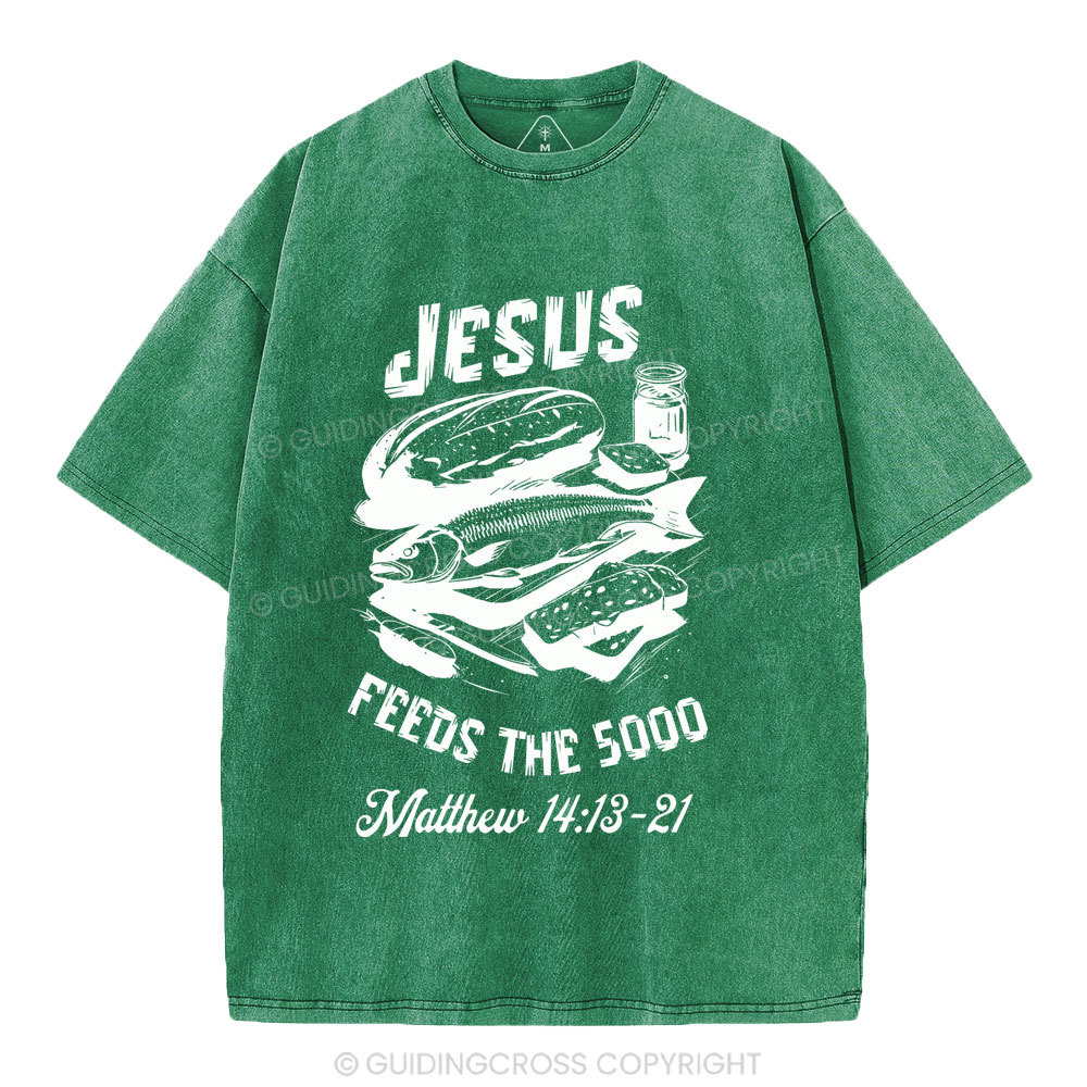 Jesus Feeds The 5000 Christian Washed T-Shirt