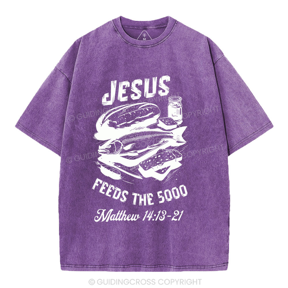 Jesus Feeds The 5000 Christian Washed T-Shirt