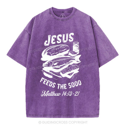 Jesus Feeds The 5000 Christian Washed T-Shirt