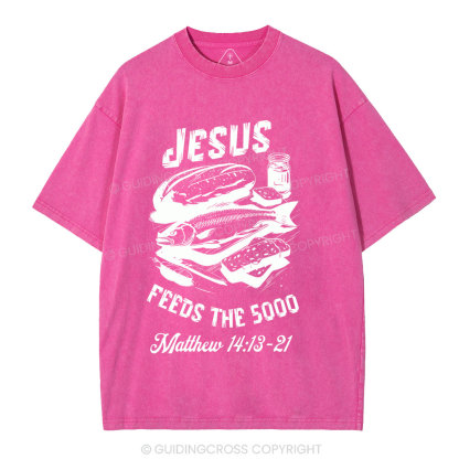 Jesus Feeds The 5000 Christian Washed T-Shirt