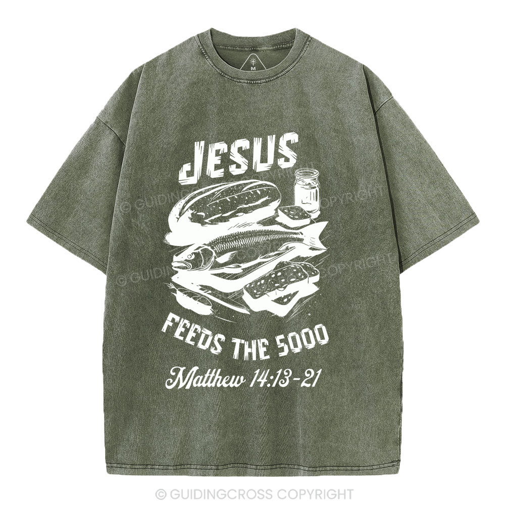 Jesus Feeds The 5000 Christian Washed T-Shirt