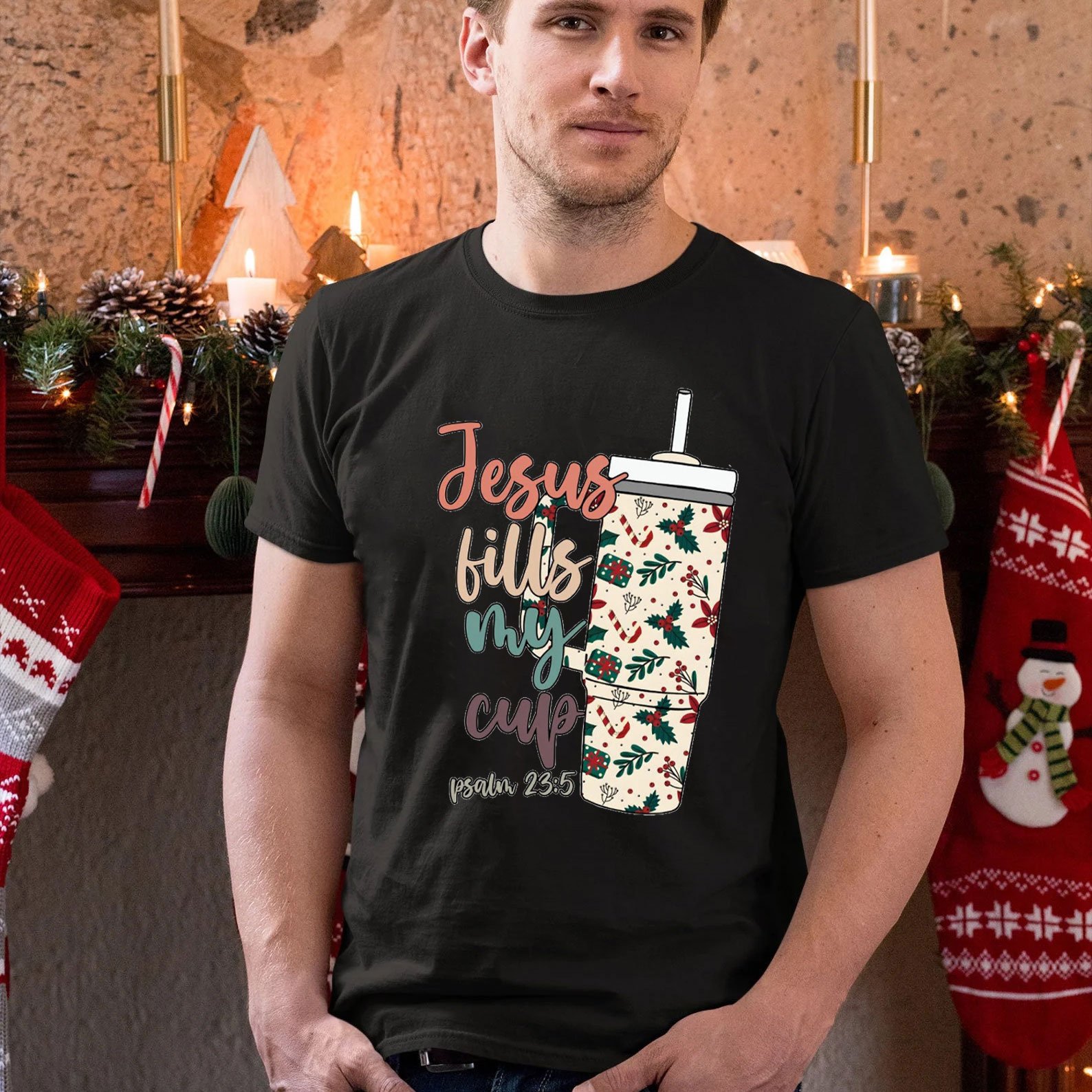 Jesus Fills My Cup Christian Christmas T-Shirt