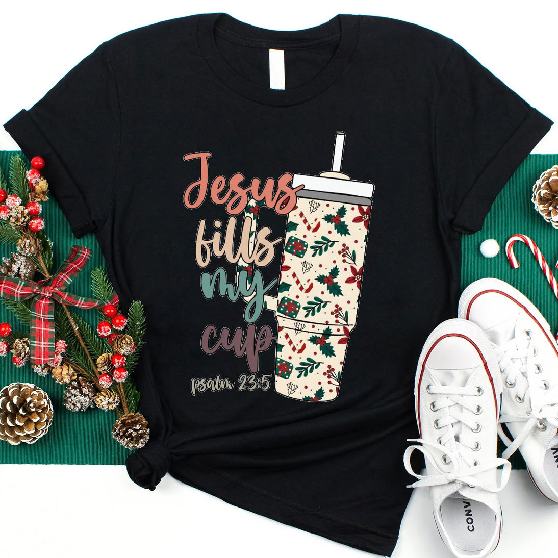 Jesus Fills My Cup Christian Christmas T-Shirt