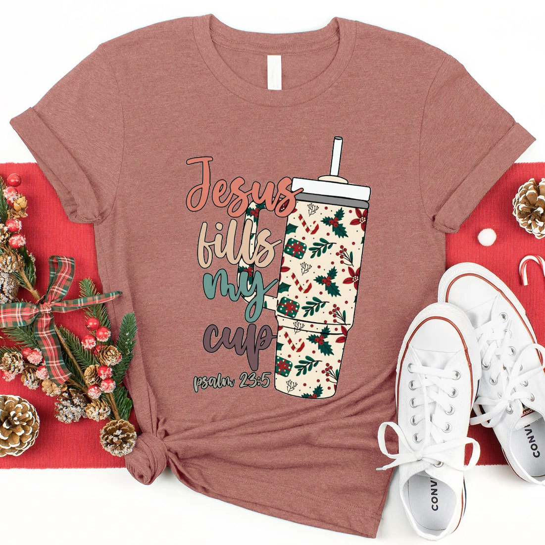 Jesus Fills My Cup Christian Christmas T-Shirt