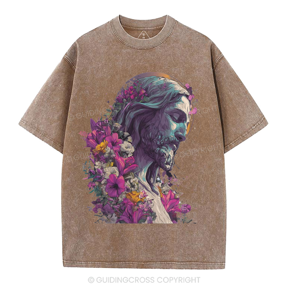 Jesus Flower Christian Washed T-Shirt