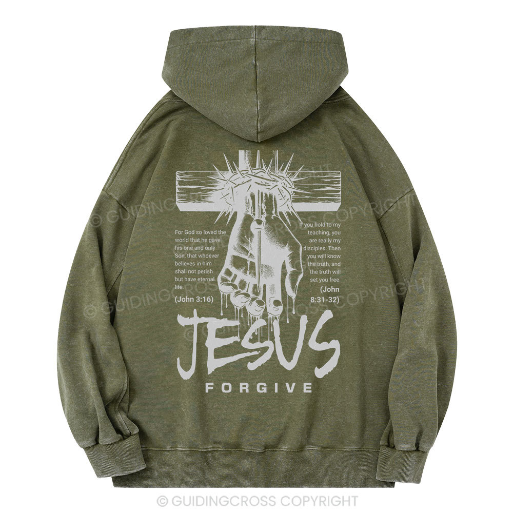 Jesus Forgive Christian Washed Hoodie