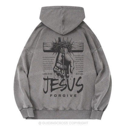 Jesus Forgive Christian Washed Hoodie