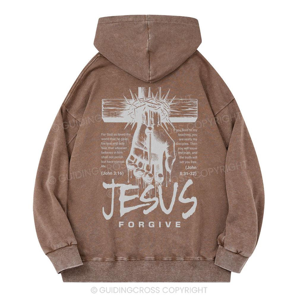 Jesus Forgive Christian Washed Hoodie