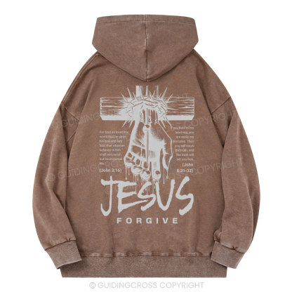 Jesus Forgive Christian Washed Hoodie