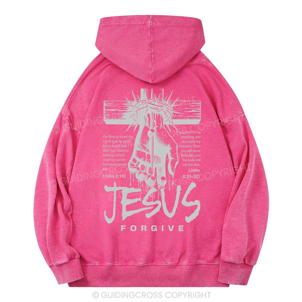 Jesus Forgive Christian Washed Hoodie