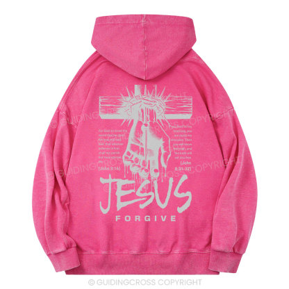 Jesus Forgive Christian Washed Hoodie