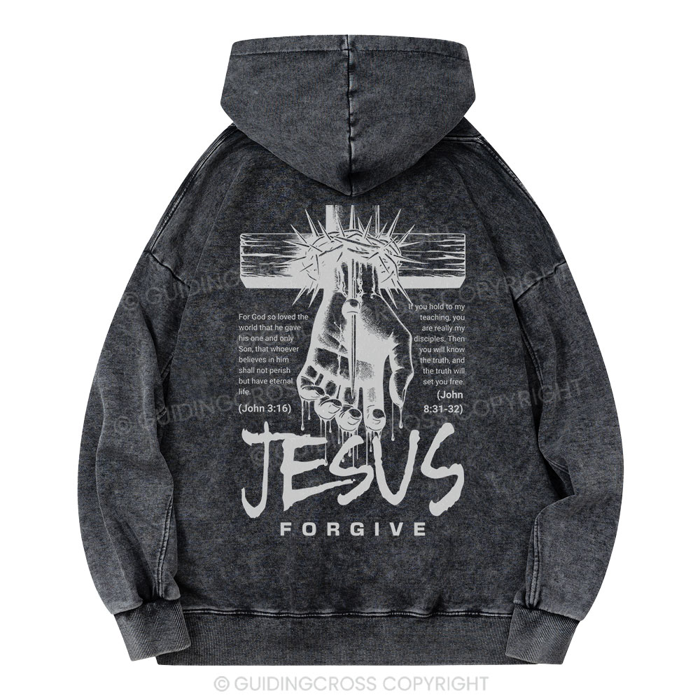Jesus Forgive Christian Washed Hoodie