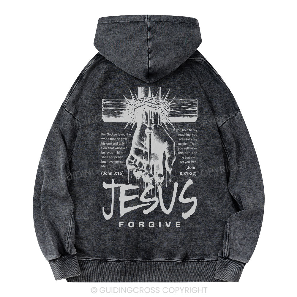 Jesus Forgive Christian Washed Hoodie