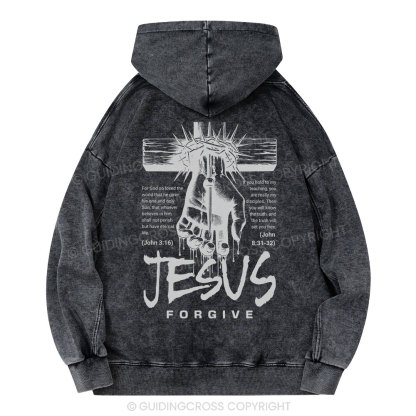 Jesus Forgive Christian Washed Hoodie