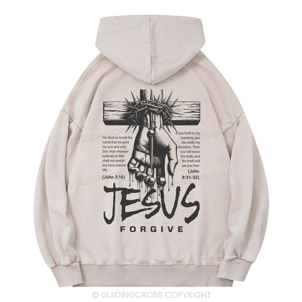 Jesus Forgive Christian Washed Hoodie
