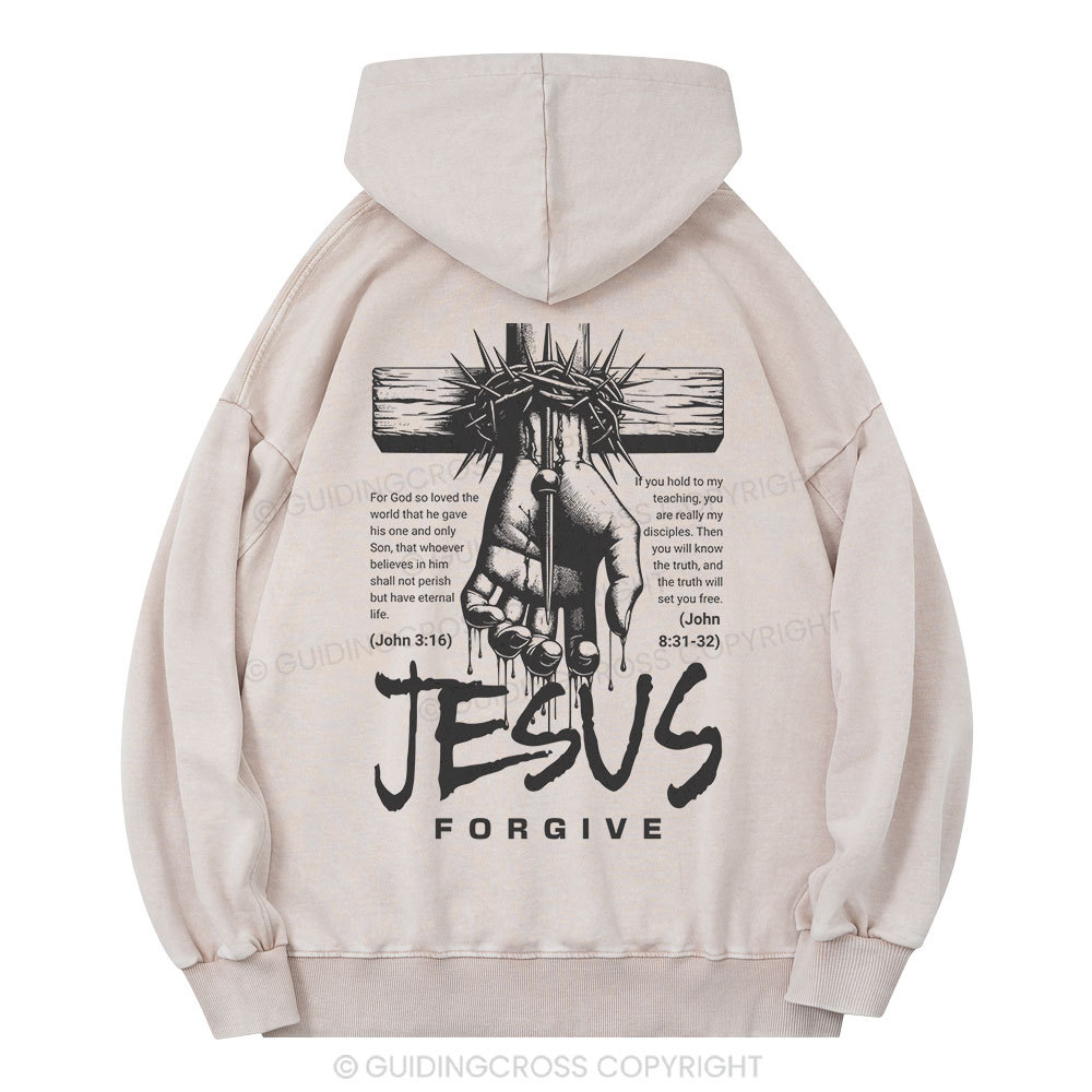 Jesus Forgive Christian Washed Hoodie