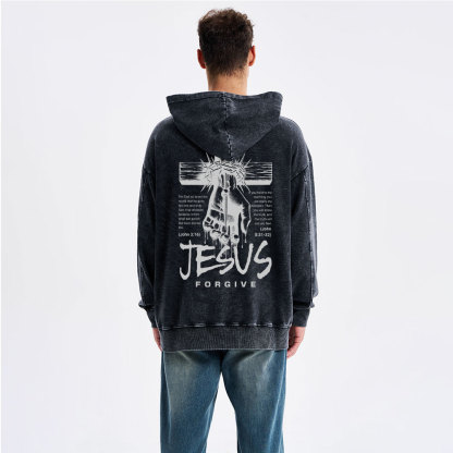 Jesus Forgive Christian Washed Hoodie