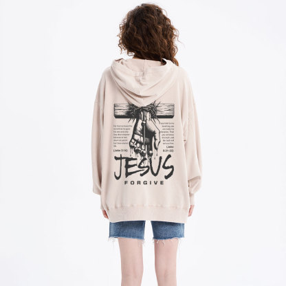 Jesus Forgive Christian Washed Hoodie