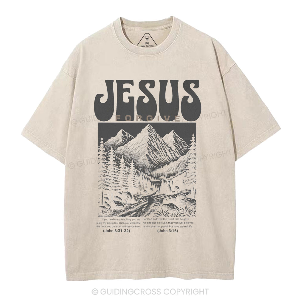 Jesus Forgive Christian Washed T-Shirt
