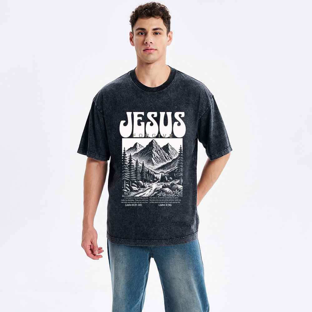 Jesus Forgive Christian Washed T-Shirt