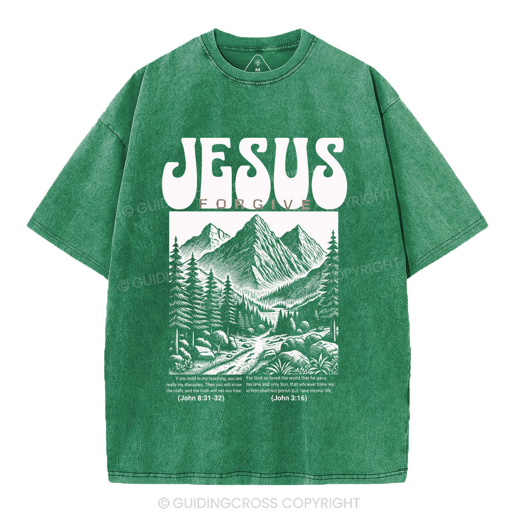 Jesus Forgive Christian Washed T-Shirt