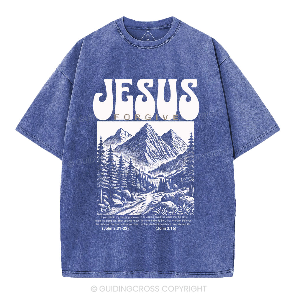 Jesus Forgive Christian Washed T-Shirt