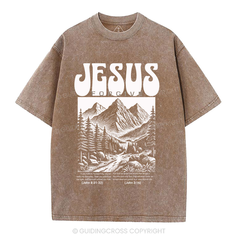 Jesus Forgive Christian Washed T-Shirt