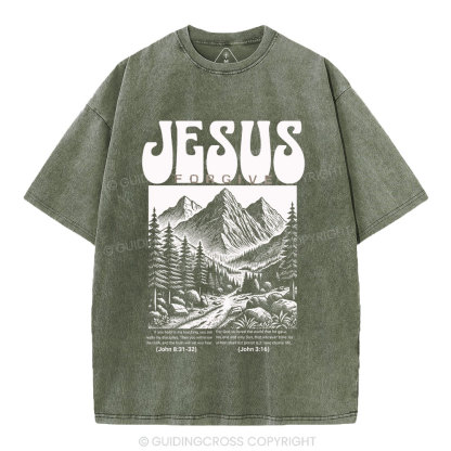 Jesus Forgive Christian Washed T-Shirt