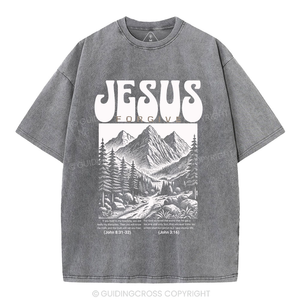 Jesus Forgive Christian Washed T-Shirt