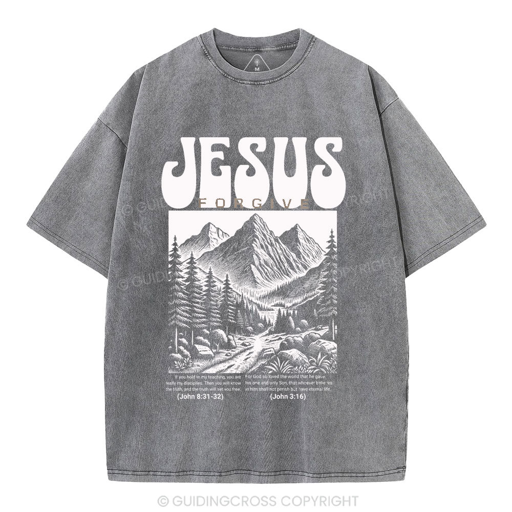 Jesus Forgive Christian Washed T-Shirt