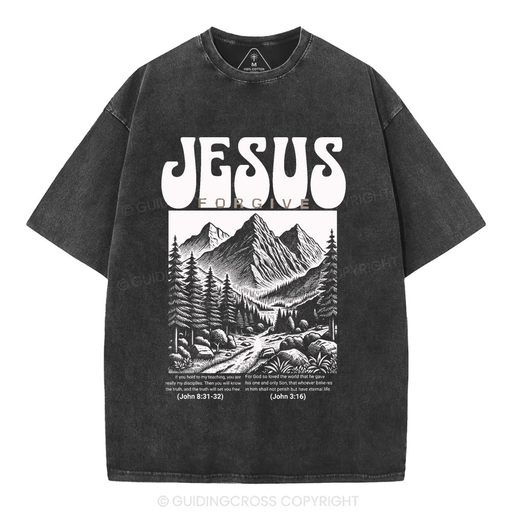 Jesus Forgive Christian Washed T-Shirt
