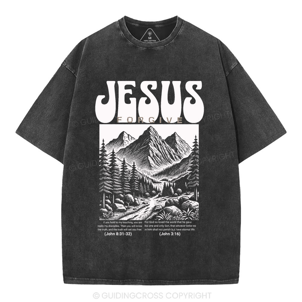 Jesus Forgive Christian Washed T-Shirt