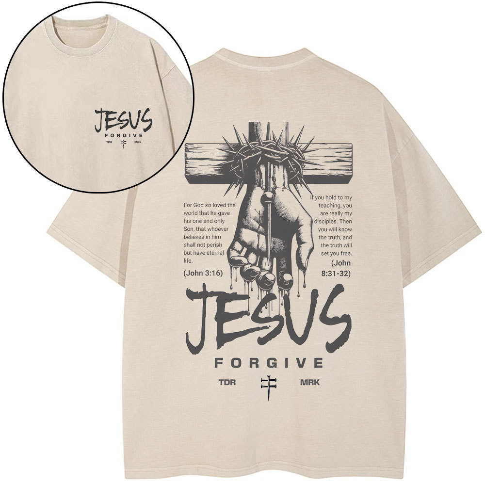 パーツ jesus Jesus Forgiven Christian Washed T-Shirt Sale - GuidingCross