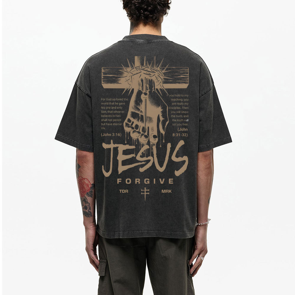 Jesus Forgiven Christian Washed T-Shirt