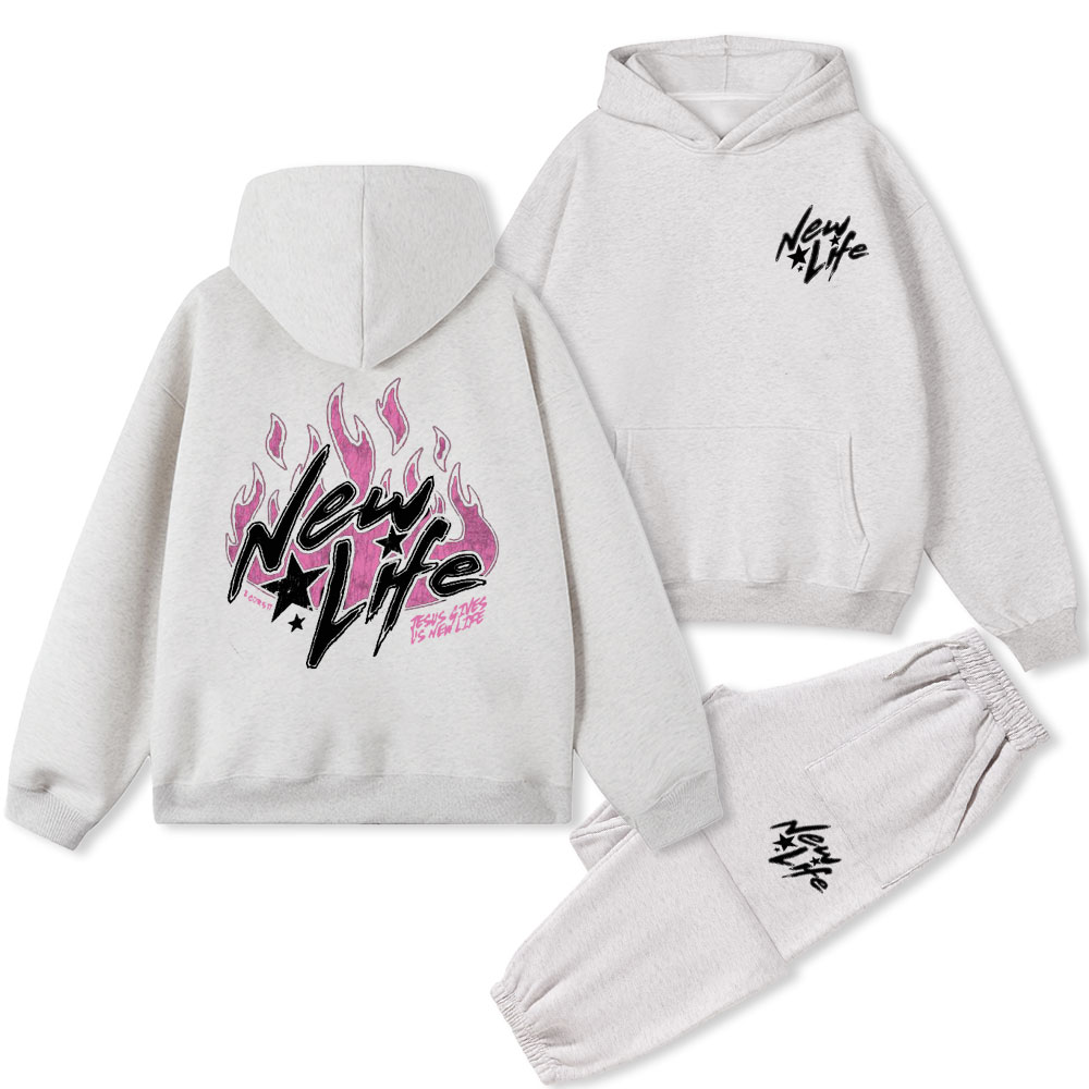 Jesus Gives Us New Life Christian Fleece Hoodie Set