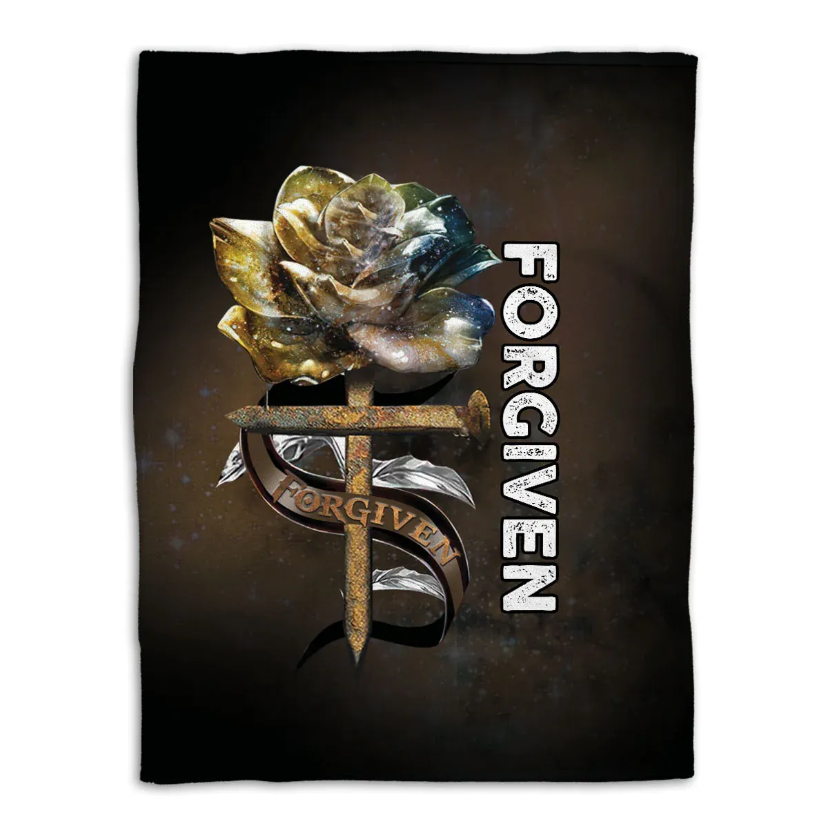 Jesus God Forgiven Rose Rosy Floral Fleece Blanket